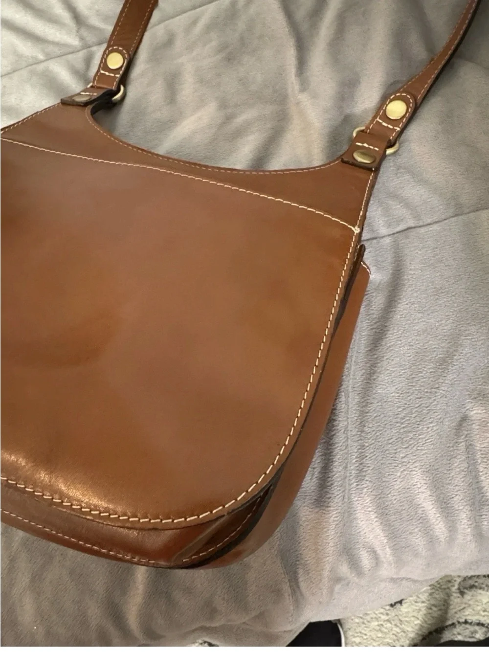 Patricia Nash Saddle Crossbody Bag in Cognac Brown